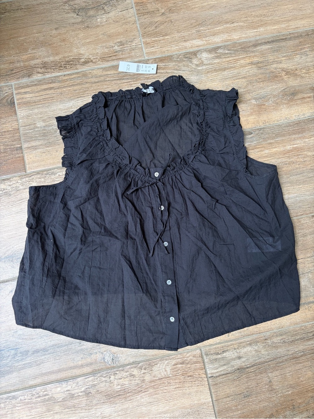 J. Crew Black Ruffle-Trim Button-Front Camisole